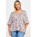 Floral V-neck Babydoll Balloon Slv Top