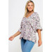 Floral V-neck Babydoll Balloon Slv Top