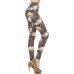 Floral Printed High Waisted Leggings With An Elastic Waist
