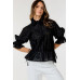 Button-down Collar Neck Embroidered Top