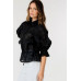 Button-down Collar Neck Embroidered Top