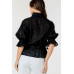 Button-down Collar Neck Embroidered Top
