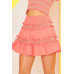 Waist Smocking Ruffle And Shirring Mini Skirt