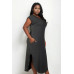 Plus Size Hidden Pocket Batwing Sleeve V Neck Long Dress