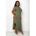 Plus Size Hidden Pocket Batwing Sleeve V Neck Long Dress