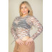 Plus Size Zebra Print Sexy Sheer Mesh Bodysuit