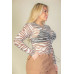 Plus Size Zebra Print Sexy Sheer Mesh Bodysuit