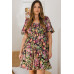 Plus Floral Printed Center Tie-back Mini Dress