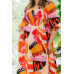 Plus Floral Print Square Neckline Midi Dress