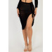 Sexy Sheer Mesh Drawstring Ruched Skirt
