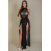 High Split Mesh Sheer Maxi Skirt