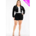 Plus Size Velour Crop Zip Up Hoodie And Shorts Set