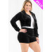 Plus Size Velour Crop Zip Up Hoodie And Shorts Set