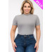 Plus Size Ribbed Short Sleeve Bodysuit