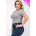 Plus Size Ribbed Short Sleeve Bodysuit