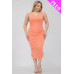 Plus Size Square Neck Ruched Bodycon Midi Dress