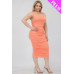 Plus Size Square Neck Ruched Bodycon Midi Dress