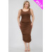 Plus Size Square Neck Ruched Bodycon Midi Dress