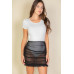 Ruched Ruffle Trim Mesh Mini Bodycon Skirt