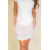 Ruched Ruffle Trim Mesh Mini Bodycon Skirt