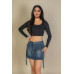 Solid Rib Knit Square Neck Long Sleeve Top