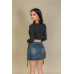Solid Rib Knit Square Neck Long Sleeve Top