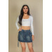 Solid Rib Knit Square Neck Long Sleeve Top