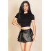 Basic Short Sleeve Ribbed Round Neck Top