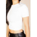 Basic Short Sleeve Ribbed Round Neck Top