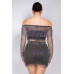 Shirred Off-shoulder Fishnet Top