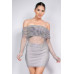 Shirred Off-shoulder Fishnet Top