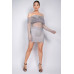 Shirred Off-shoulder Fishnet Top