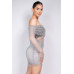 Shirred Off-shoulder Fishnet Top