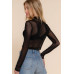 Long Sleeve Mock Neck Mesh Top