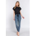 Short Slv Front Tie Stretch Ity  Top