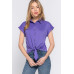 Short Slv Front Tie Stretch Ity  Top