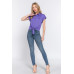 Short Slv Front Tie Stretch Ity  Top