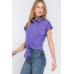 Short Slv Front Tie Stretch Ity  Top