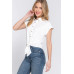 Short Slv Front Tie Stretch Ity  Top