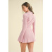 Waffle Knit Bell Sleeve Top And Skirt Set