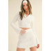 Waffle Knit Bell Sleeve Top And Skirt Set