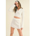 Waffle Knit Bell Sleeve Top And Skirt Set