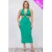 Plus Size Cut-out Halter Neck Double Back Tie Split Thigh Midi Dress