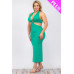 Plus Size Cut-out Halter Neck Double Back Tie Split Thigh Midi Dress