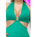 Plus Size Cut-out Halter Neck Double Back Tie Split Thigh Midi Dress