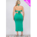 Plus Size Cut-out Halter Neck Double Back Tie Split Thigh Midi Dress