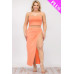 Plus Size Crop Cami & Split Thigh Maxi Skirt Set