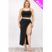 Plus Size Crop Cami & Split Thigh Maxi Skirt Set