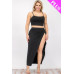 Plus Size Crop Cami & Split Thigh Maxi Skirt Set