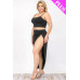 Plus Size Crop Cami & Split Thigh Maxi Skirt Set